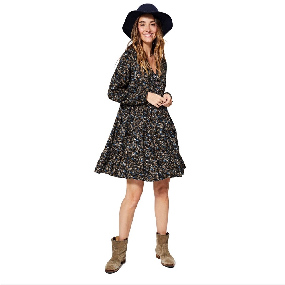 Long sleeve floral print dress